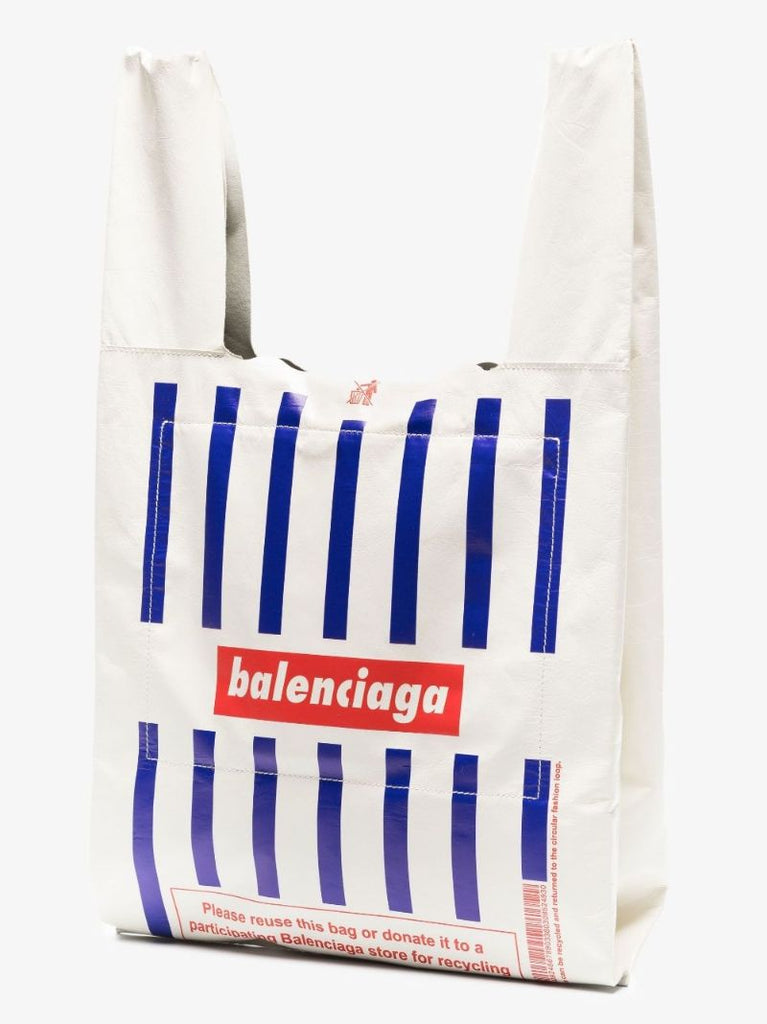 White Monday Shopper Leather Tote Bag