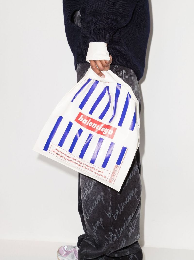 White Monday Shopper Leather Tote Bag