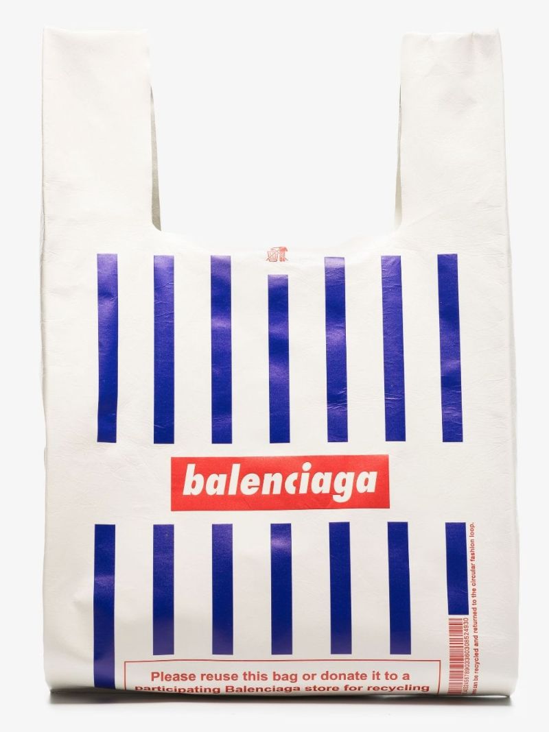 White Monday Shopper Leather Tote Bag
