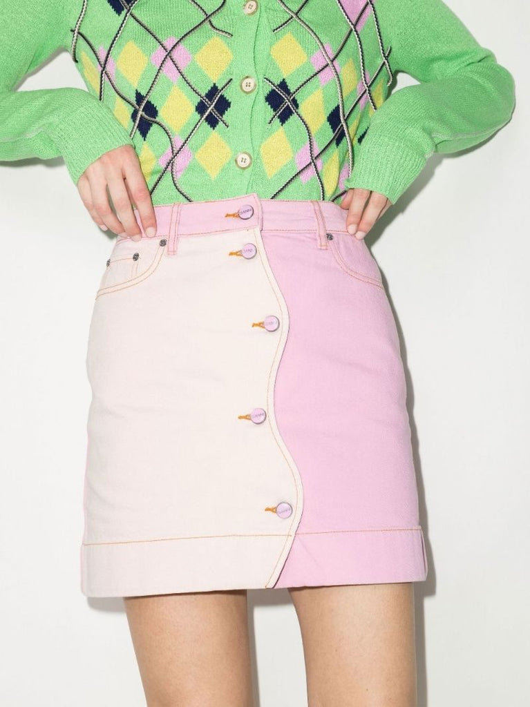 Two Tone Denim Mini Skirt