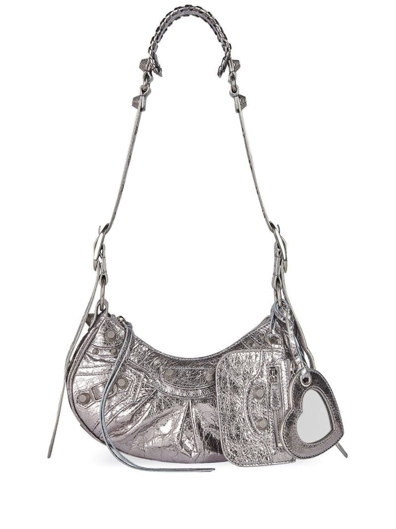 Silver Le Cagole Mini Leather Shoulder Bag