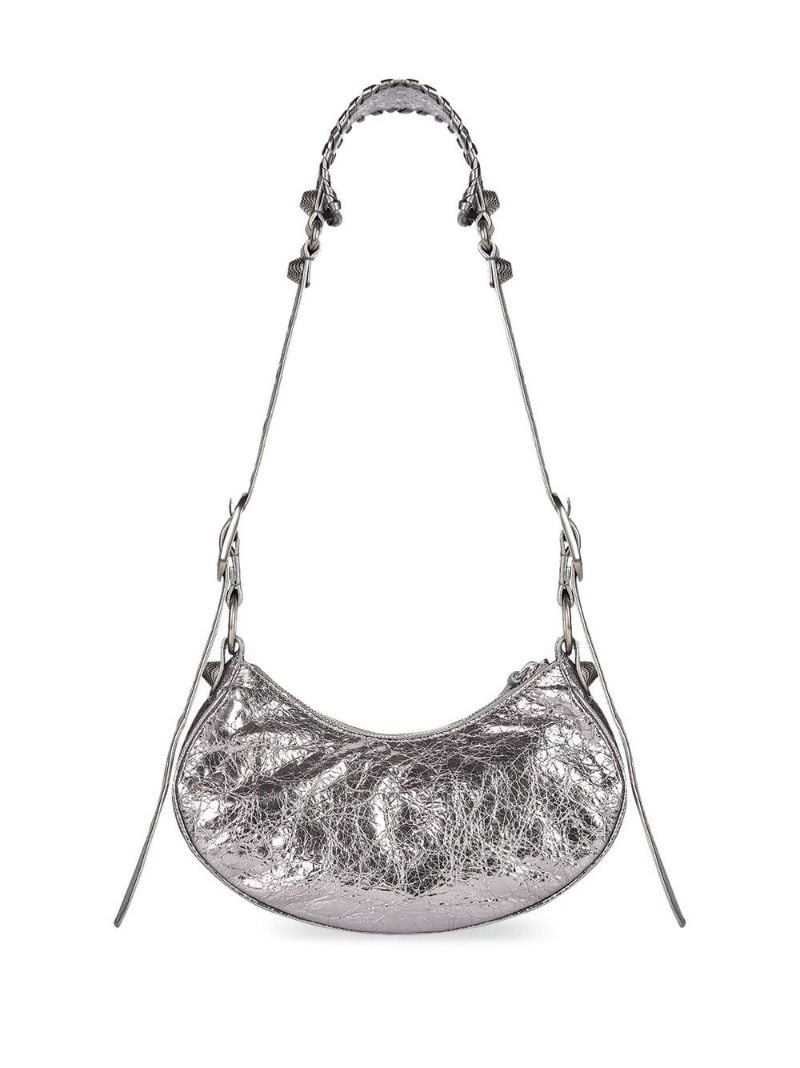 Silver Le Cagole Mini Leather Shoulder Bag