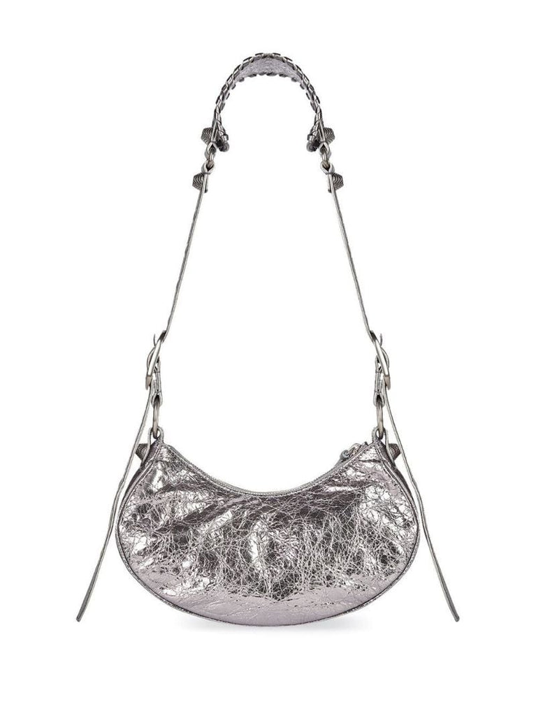 Silver Le Cagole Mini Leather Shoulder Bag
