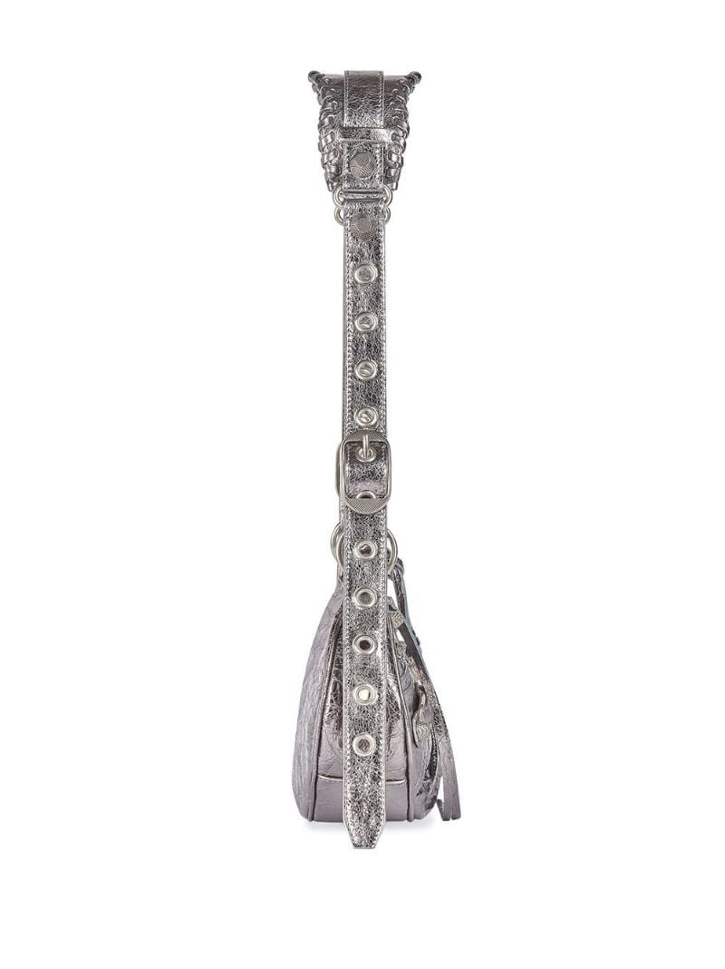 Silver Le Cagole Mini Leather Shoulder Bag