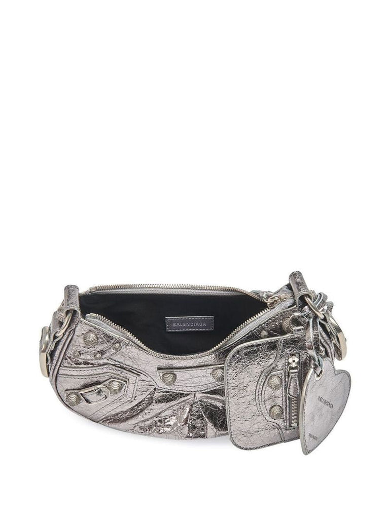 Silver Le Cagole Mini Leather Shoulder Bag