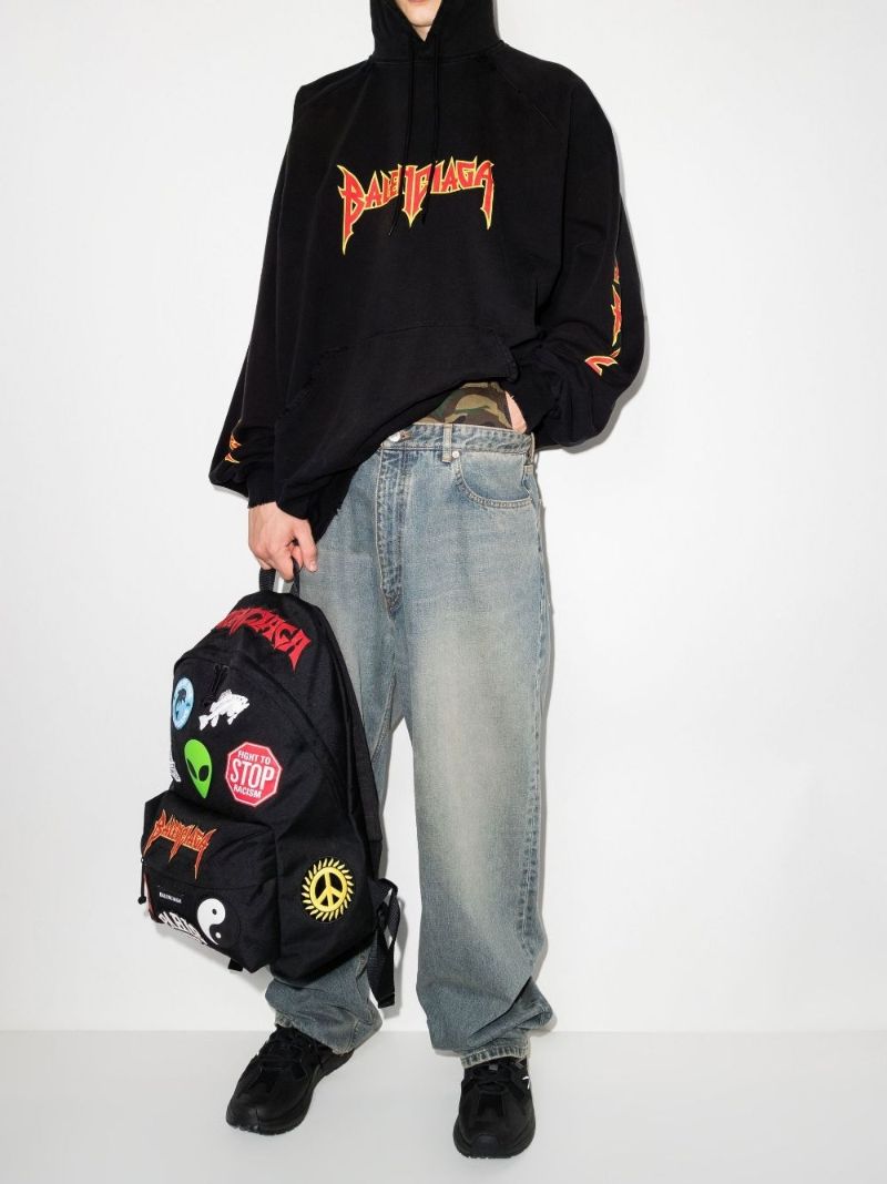 Black Metal Oversized Cotton Hoodie