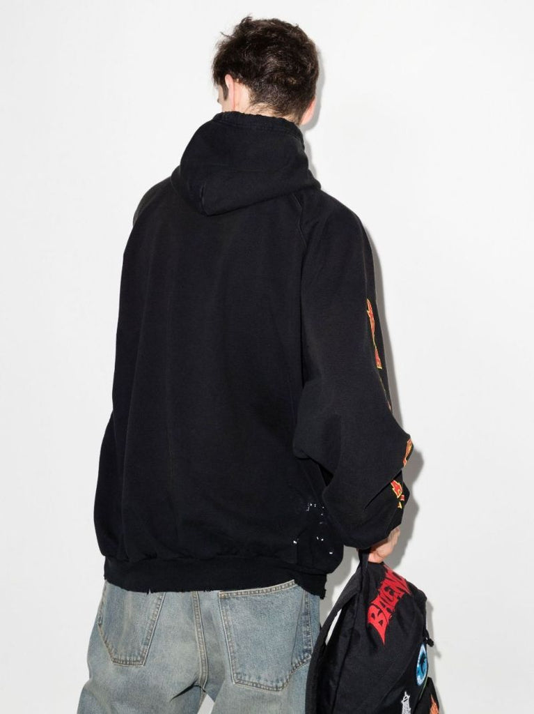 Black Metal Oversized Cotton Hoodie