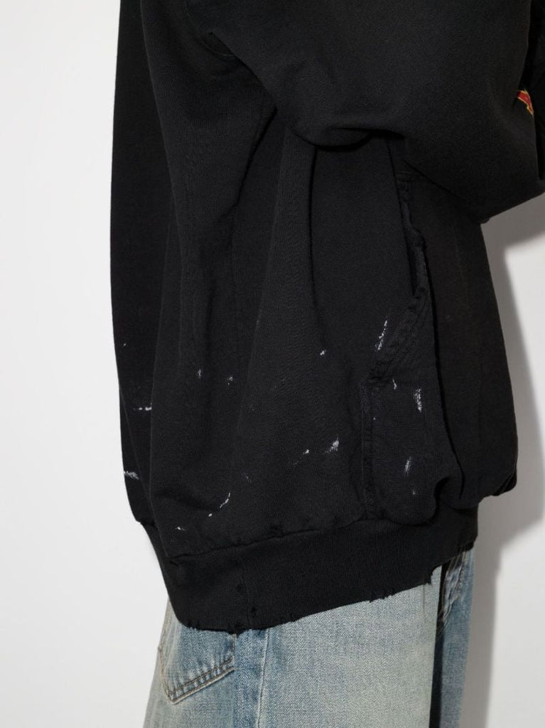 Black Metal Oversized Cotton Hoodie