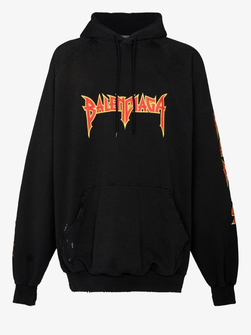 Black Metal Oversized Cotton Hoodie