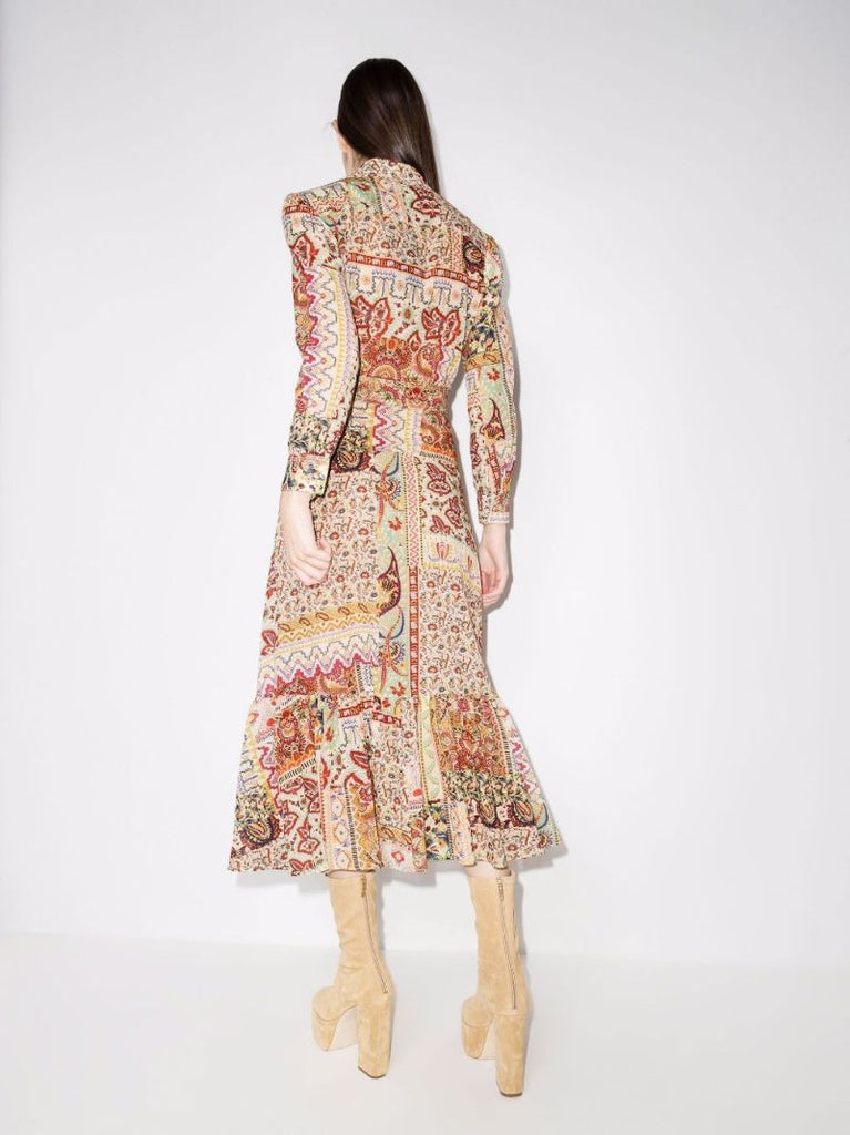 Maggie Paisley Print Cotton Midi Dress