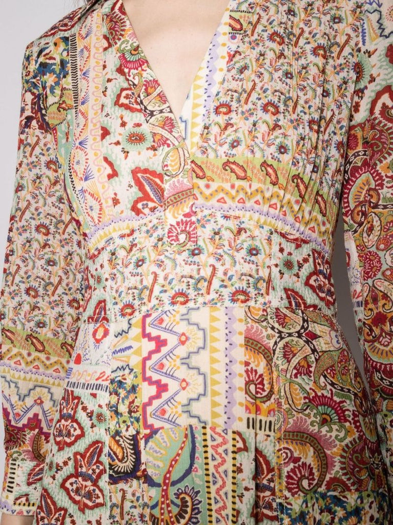 Maggie Paisley Print Cotton Midi Dress