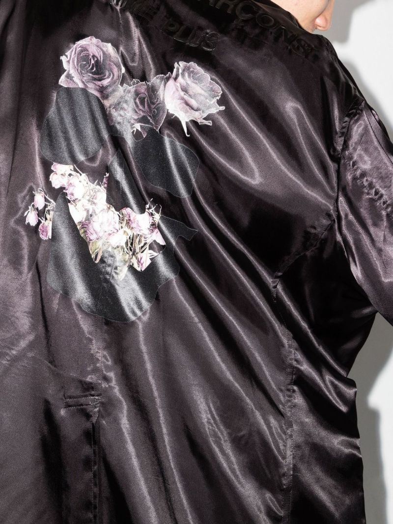 Rose Skull Oversized Satin Blazer