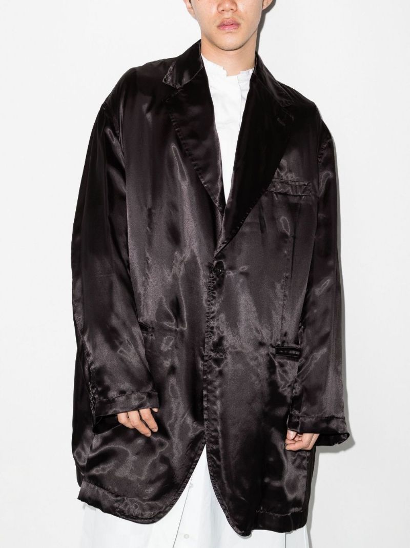 Rose Skull Oversized Satin Blazer