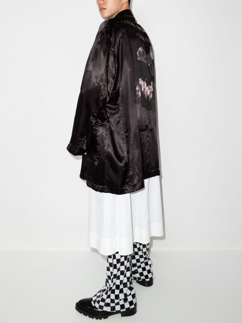 Rose Skull Oversized Satin Blazer