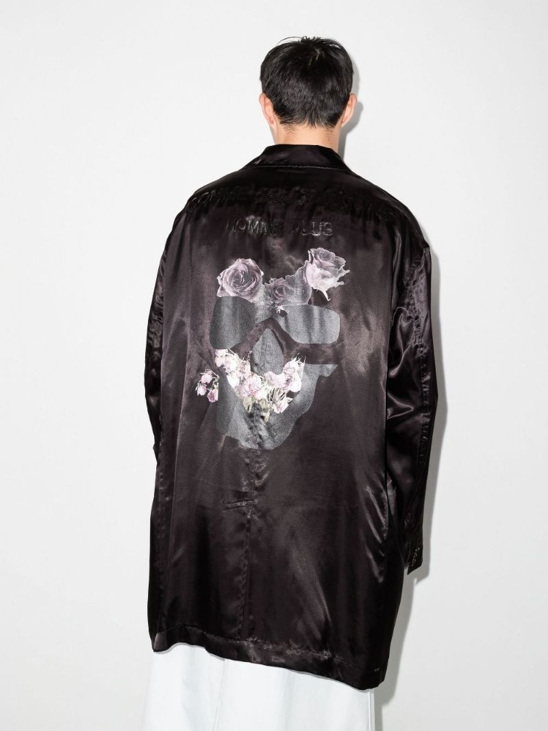 Rose Skull Oversized Satin Blazer