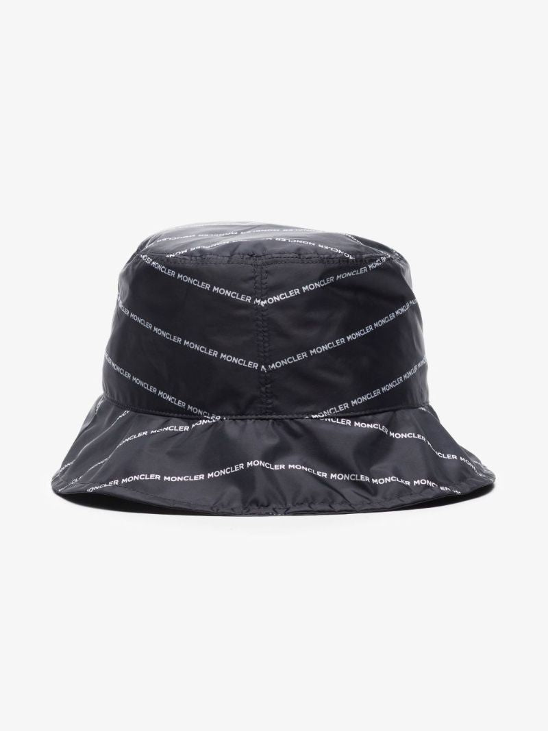 Black Logo Print Bucket Hat