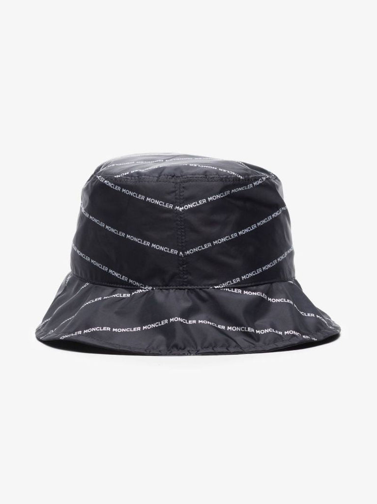 Black Logo Print Bucket Hat