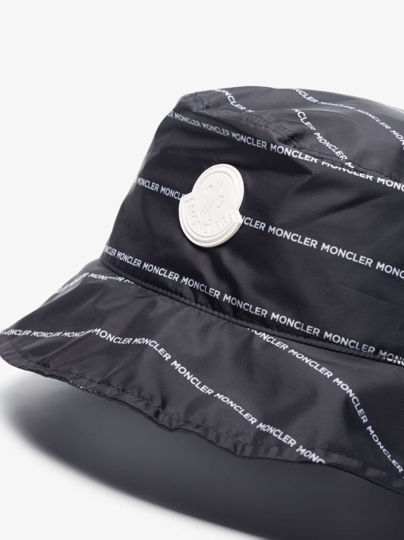 Black Logo Print Bucket Hat