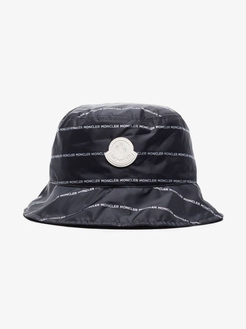 Black Logo Print Bucket Hat