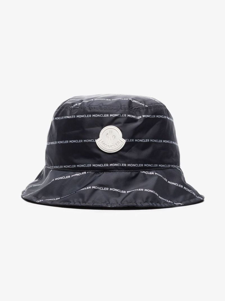 Black Logo Print Bucket Hat