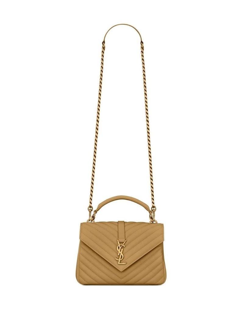 Brown College Medium Leather Shoulder Bag