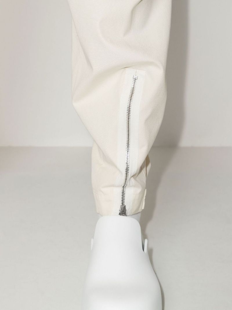 Zip Trim Straight Leg Cotton Trousers