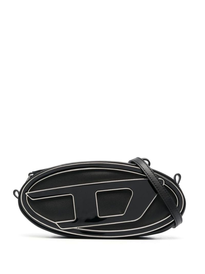 Black Logo Plaque Crossbody Bag