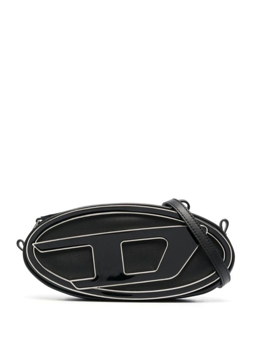 Black Logo Plaque Crossbody Bag