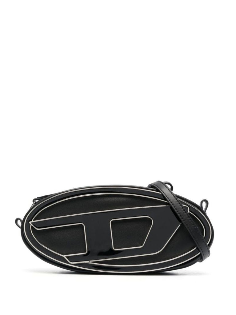 Black Logo Plaque Crossbody Bag