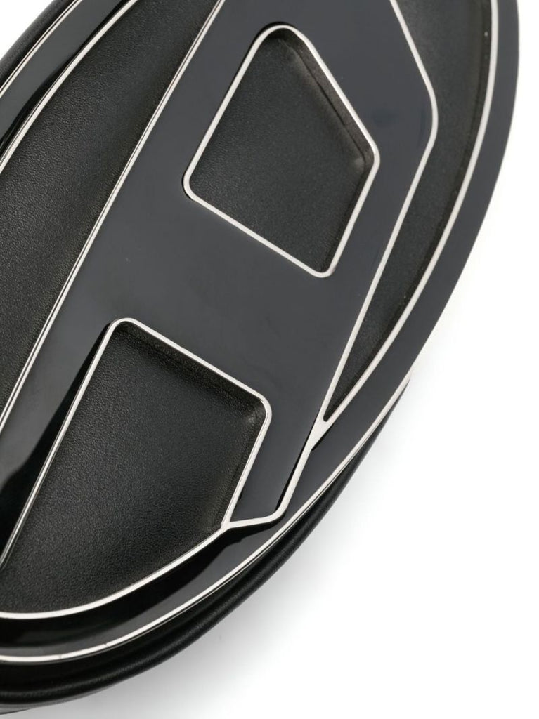 Black Logo Plaque Crossbody Bag