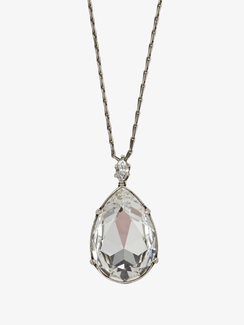 Silver Tone Jewelled Pendant Necklace