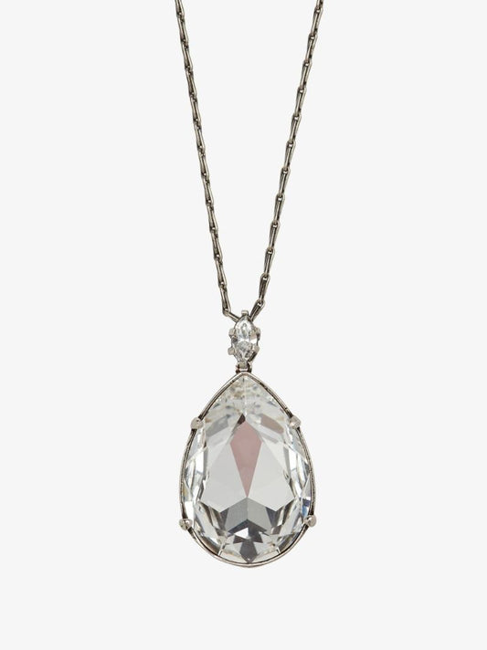 Silver Tone Jewelled Pendant Necklace