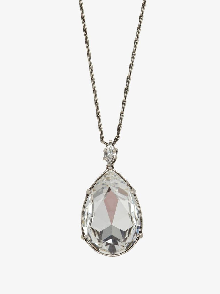 Silver Tone Jewelled Pendant Necklace