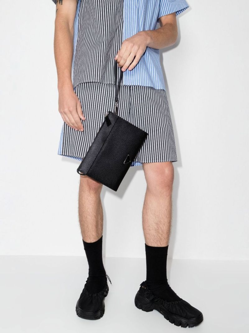 Black Logo Leather Pouch