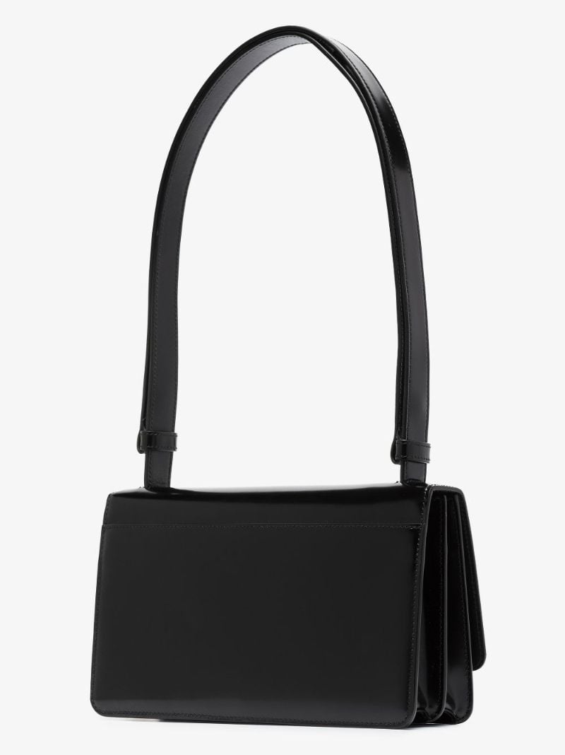 Black Spazzolato Leather Shoulder Bag