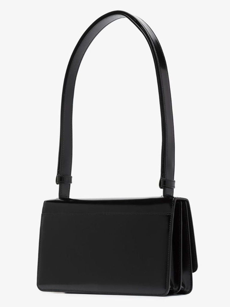 Black Spazzolato Leather Shoulder Bag