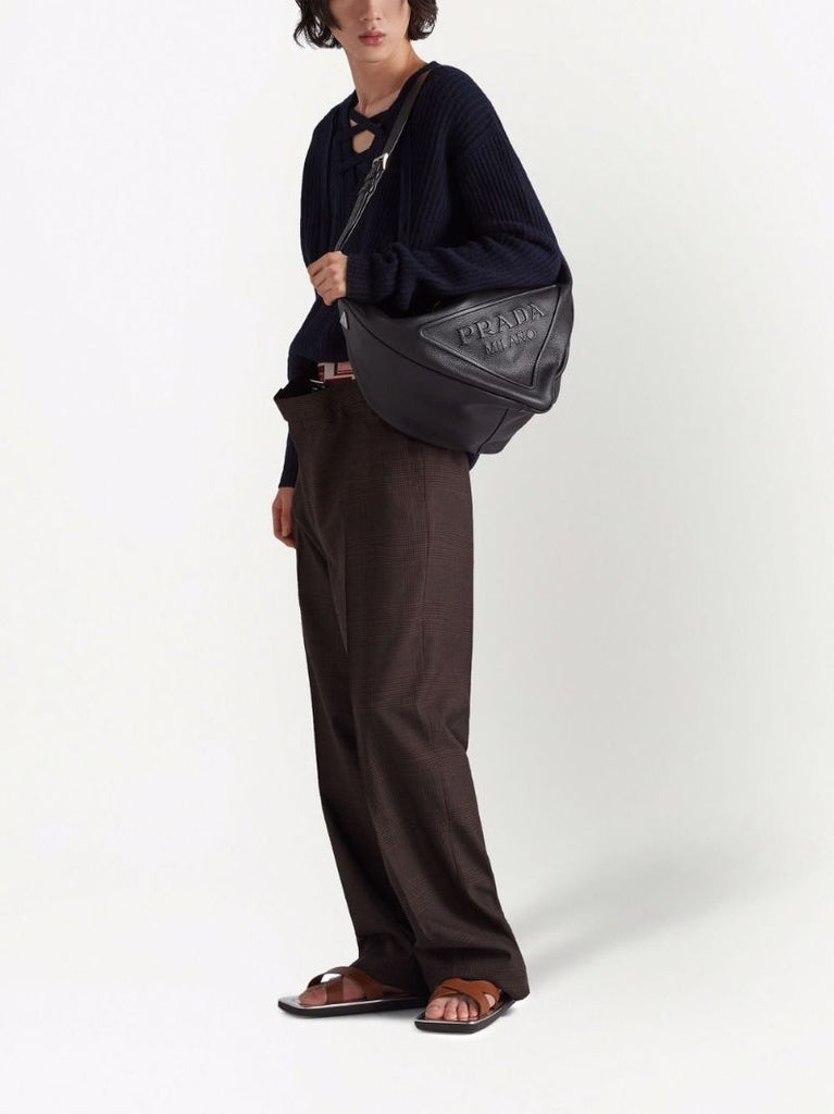 Black Triangle Leather Shoulder Bag