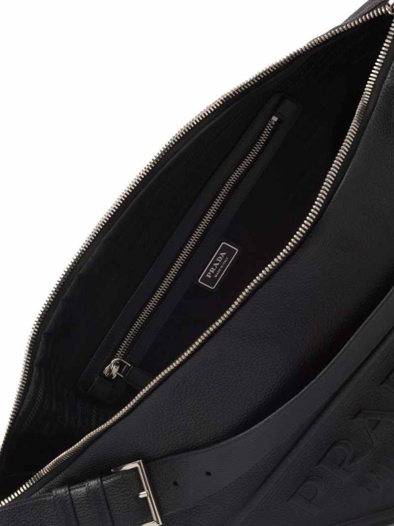 Black Triangle Leather Shoulder Bag