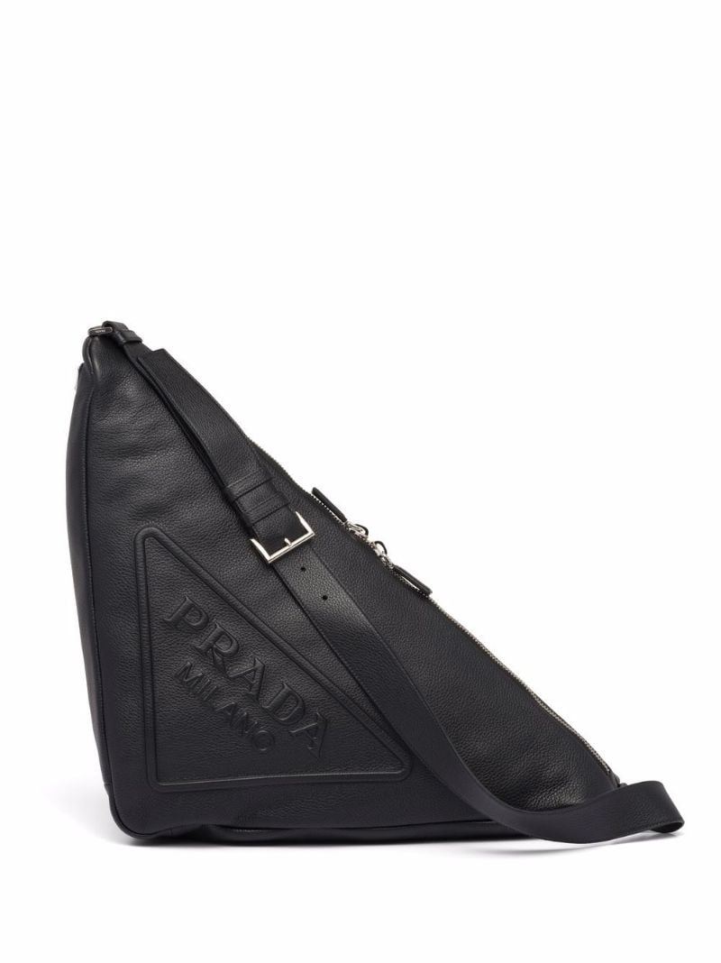Black Triangle Leather Shoulder Bag