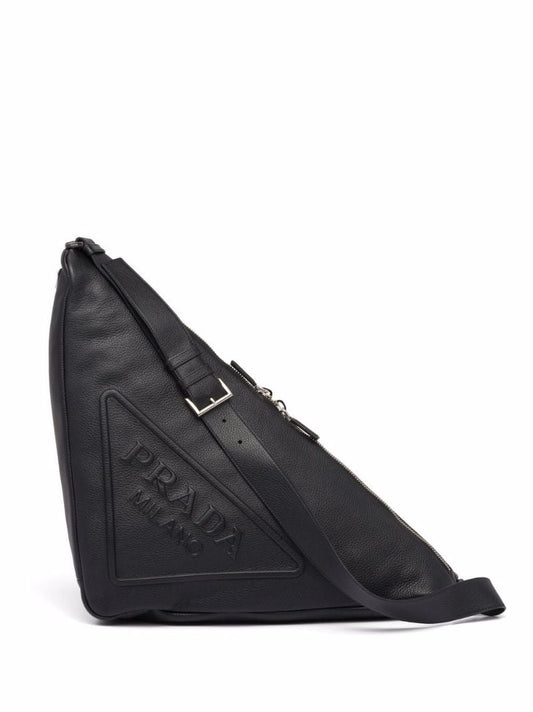 Black Triangle Leather Shoulder Bag