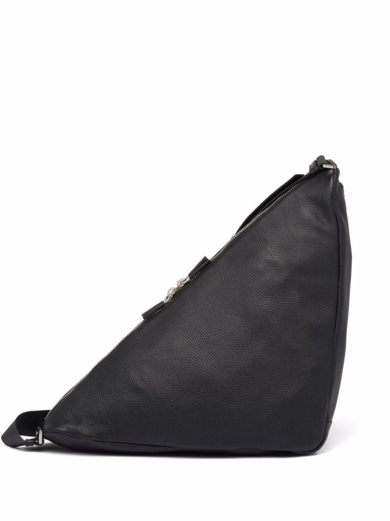 Black Triangle Leather Shoulder Bag