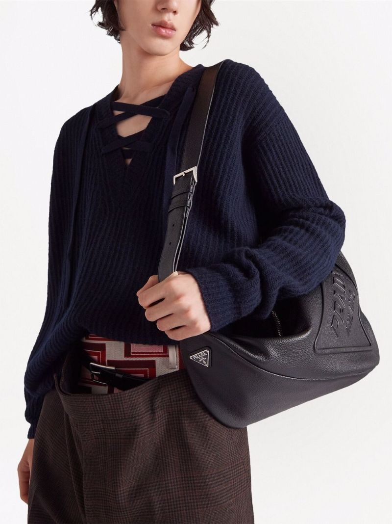 Black Triangle Leather Shoulder Bag