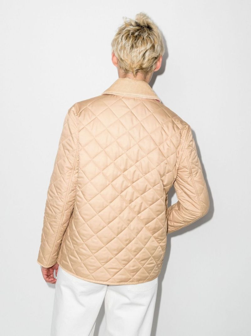 Neutral Corduroy Trim Quilted Jacket