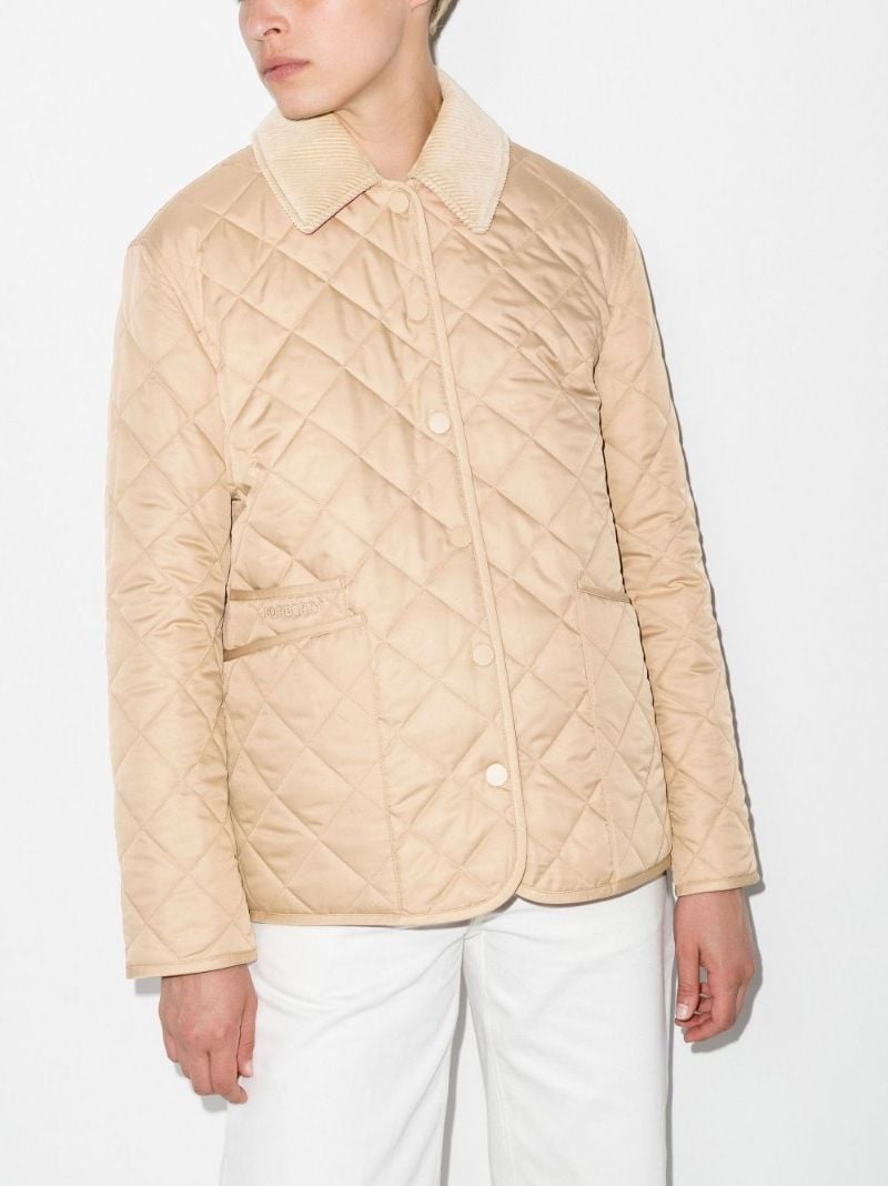 Neutral Corduroy Trim Quilted Jacket