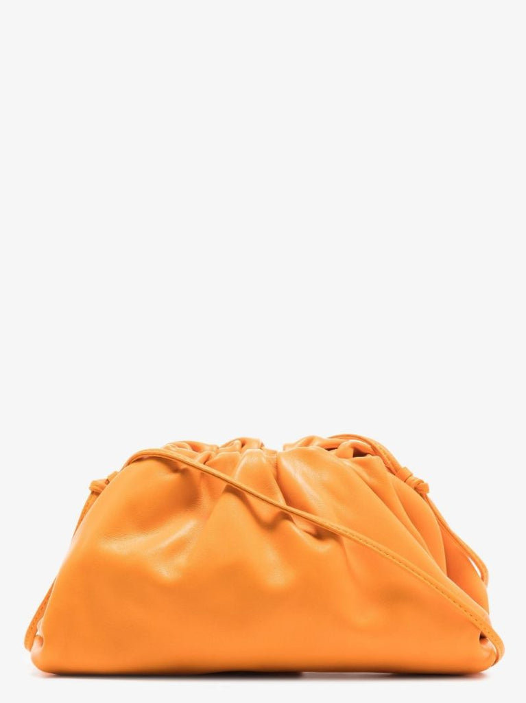Orange Mini Pouch Leather Clutch Bag