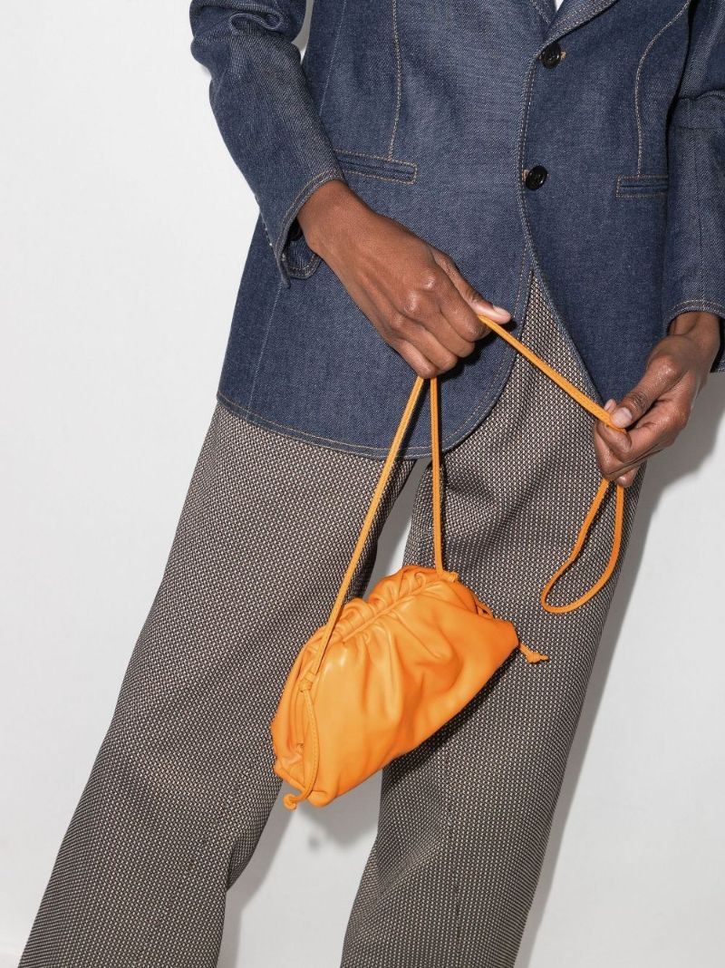 Orange Mini Pouch Leather Clutch Bag