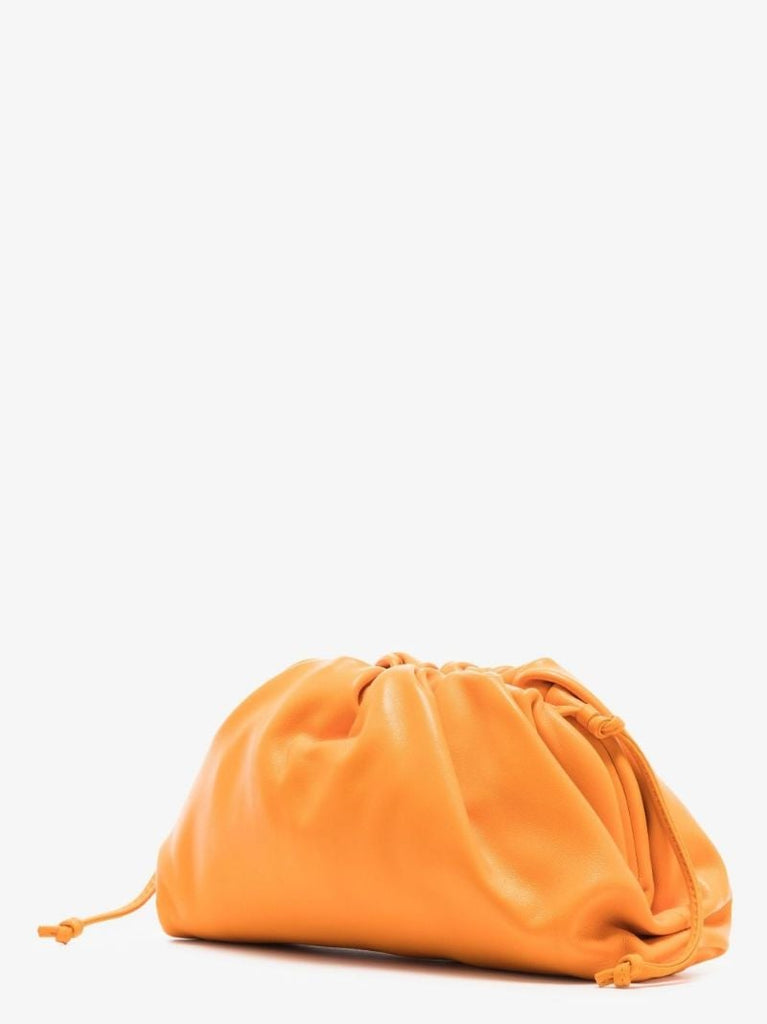 Orange Mini Pouch Leather Clutch Bag