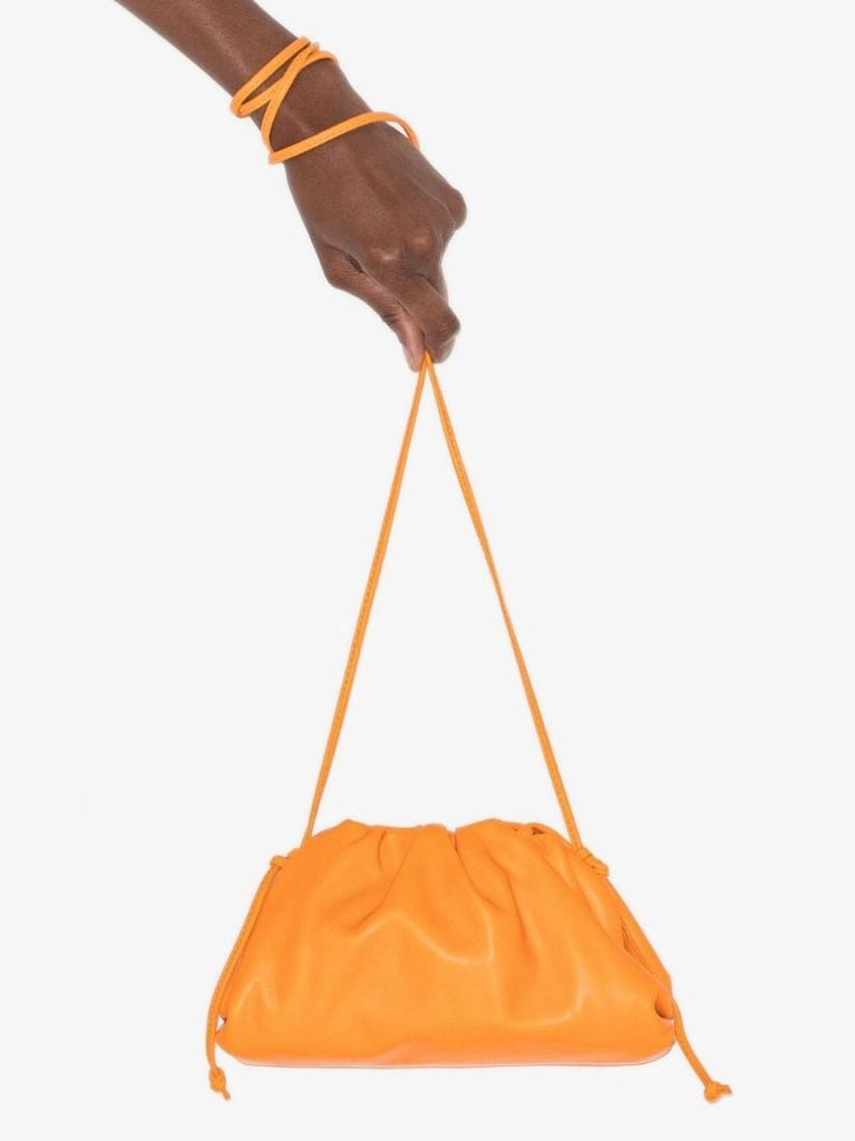 Orange Mini Pouch Leather Clutch Bag