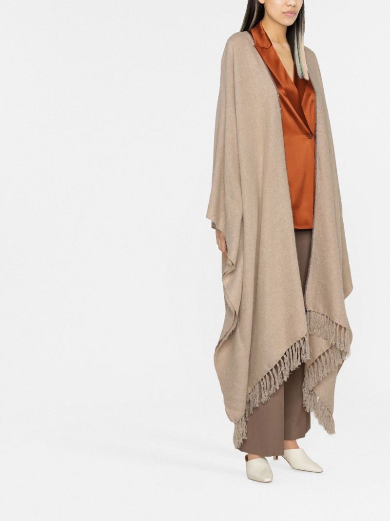 Neutral Tassel Poncho