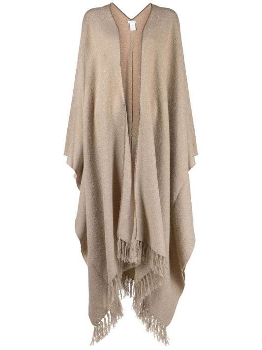 Neutral Tassel Poncho